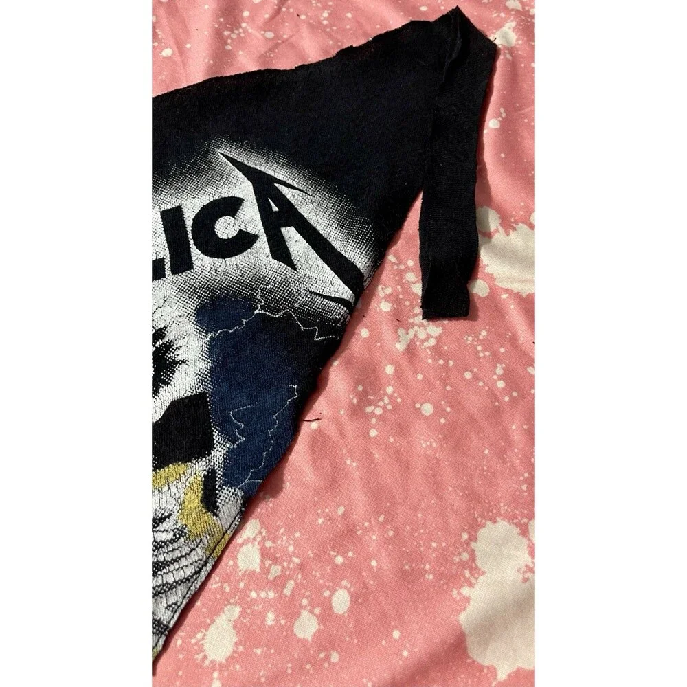Ride The Lightning Metallica Upcycled Dog Bandana Size Medium Adjustable